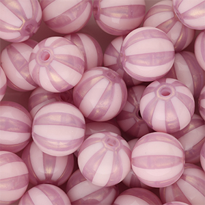 DQ&reg; Abalorios acr&iacute;licos 12 mm con rayas Rosa vintage