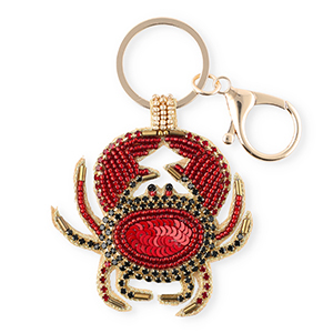 Llavero cangrejo Dorado-rojo con revestimiento plateado-negro