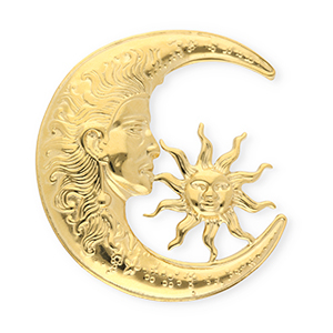 Broches llamativos in acero inox luna & sol Dorado