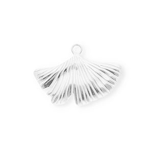 Colgantes Acero Inox hoja Ginkgo Plateado