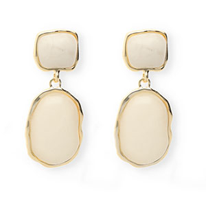 Pendientes trendy con perno de acero inox Dorado-beige