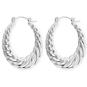 Pendientes llamativos criollas retorcidos con perno de acero inox Plateado