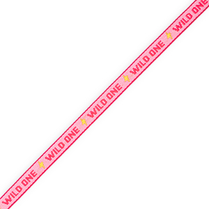 BY31&reg; Cinta con texto lineas "Wild one" Rosa-rojo-amarillo