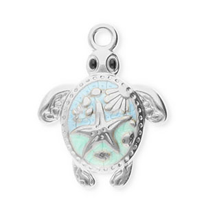 Colgantes Acero Inox tortuga Plateado-verde menta-azul claro