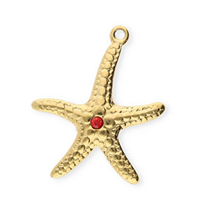 Colgantes Acero Inox estrella de mar Dorado-rojo