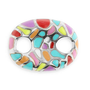 Fornituras Acero Inox entrepieza &oacute;valo con mosaico Plateado-multicolor