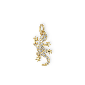 Metal TQ lat&oacute;n colgante lagarto con strass Dorado-transparente