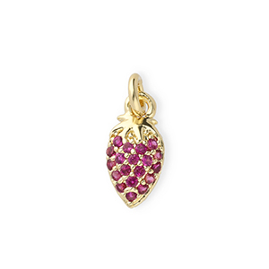 Metal TQ lat&oacute;n colgante fresa con strass Dorado-rosa