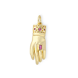 Metal TQ lat&oacute;n colgante "OK" con strass Dorado-rosa