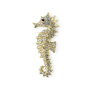 Broches caballito de mar con strass Dorado-cristal-negro
