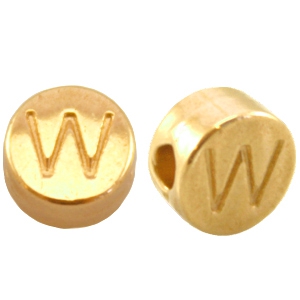 Abalorios letras met&aacute;licos DQ W Dorado (sin n&iacute;quel)