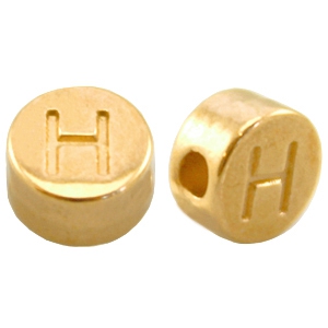 Abalorios letras met&aacute;licos DQ H Dorado (sin n&iacute;quel)