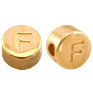 Abalorios letras met&aacute;licos DQ F Dorado (sin n&iacute;quel)