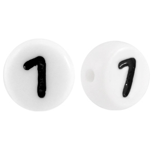 Abalorios acr&iacute;lico n&uacute;mero 7 blanco