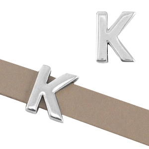 Corredera met&aacute;lica DQ letra "K" &Oslash;10.3x2.3mm plata vieja (sin n&iacute;quel)