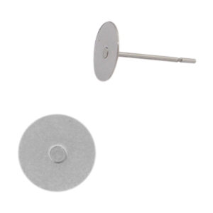 Pendientes base de acero inox para cabuch&oacute;n 12mm Plateado