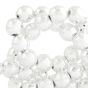 Abalorios Hematita redondos con cubierta met&aacute;lica 4mm plata