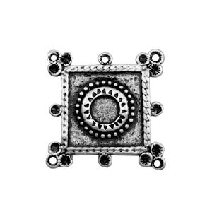 Colgantes met&aacute;licos TQ cuadrado con engaste para Swarovski PP32 plata vieja (sin n&iacute;quel)