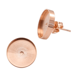 Pendientes Polaris acero inox con engaste para cabuch&oacute;n 12mm Oro rosado