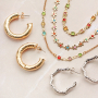 Inspiraci&oacute;n para nuestra cadena Jasseron con vidrio tipo crystal glas y pendientes en metal de lat&oacute;n